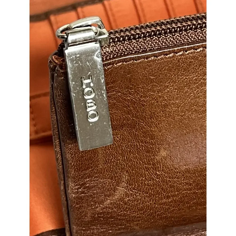 Hobo‎ Brown Leather Large Wallet Pockets Magnetic Closure Patina No Strap